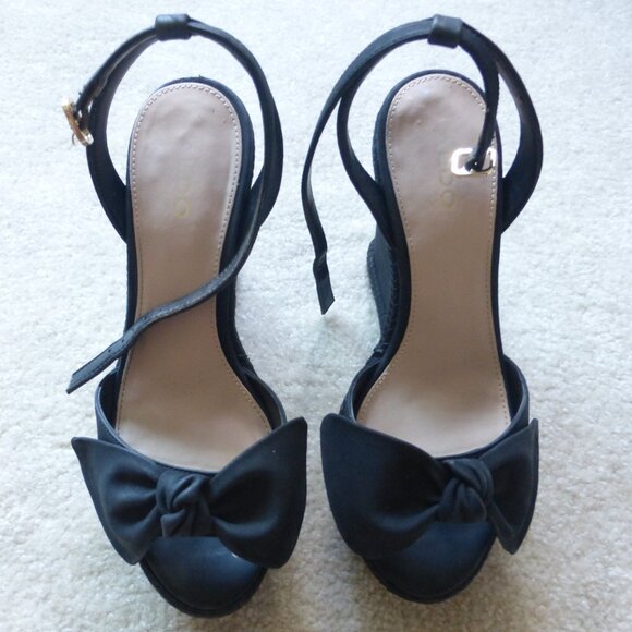 ALDO black bow wedges - Picture 7 of 8